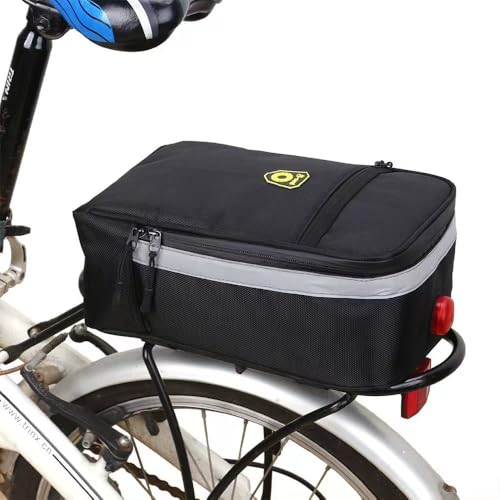 MansWill Bike Rack Bag, Bicycle Rear Seat Trunk Bag, Waterproof Bike Pannier Bag with Reflective Strip, Cycling Rear Rack Storage Bag for Mountain Road Bike – Black