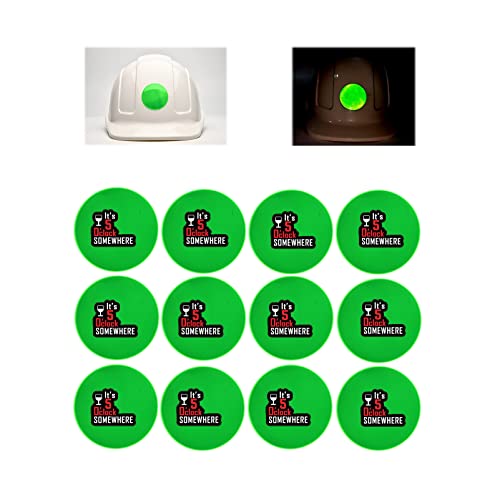 Customizable Reflective Helmet Strips - Reflective Tape & Stickers for Hardhats - Waterproof High Visibility - 12pc - color: Green Round