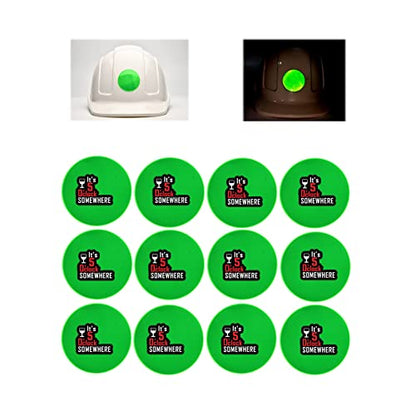 Customizable Reflective Helmet Strips - Reflective Tape & Stickers for Hardhats - Waterproof High Visibility - 12pc - color: Green Round