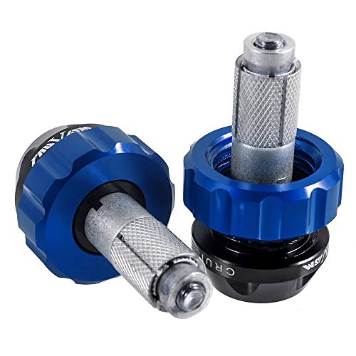 Throttle Lock Cruise Control Grip Ends Handlebar Plugs Sliders for 22mm Motorcycle Handlebar with 14mm/18mm Inner Diameter or with M6 Screw Holes (Blue) - color: Blue