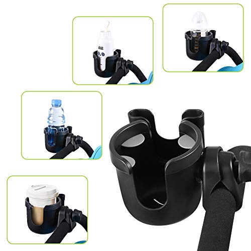 Accmor Stroller Cup Holder with Phone Holder, Bike Cup Holder, Universal Cup Holder for Uppababy Nuna Doona Strollers, 2-in-1 Cup Holder for Walker, Wheelchair, Scooter - color: All Black