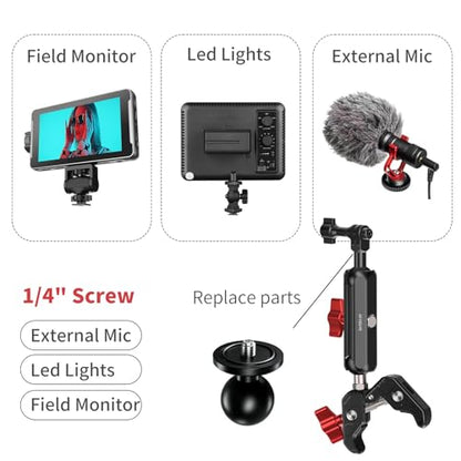 Camera Magic Clamp Mount for GoPro DJI Insta360 with 1/4"-20 Screw, Adapter for Umbrella Clamp, Desktop, Strollers, Wagons, Photo Studio Light Stand, Photo Boom Stand, Motorcycle Bicycle - size: Crab Clamp