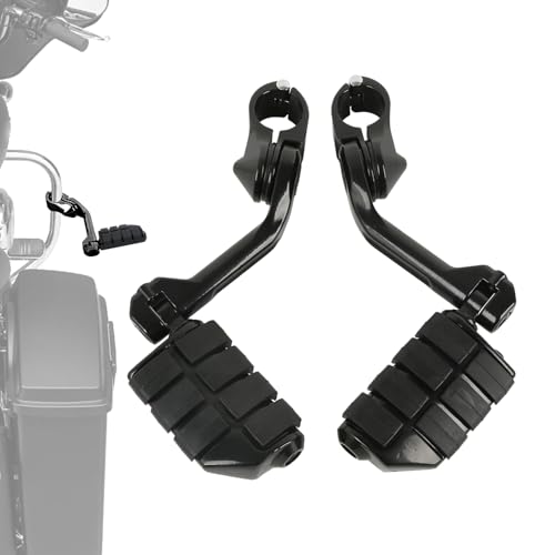 TCMT Highway Pegs Fit For Harley Softail Sportster Electra Road Glide Road King Street Glide with 1.25" Engine Guard 1 1/4 Highway Bar - color: Black, size: Style D Long Angled