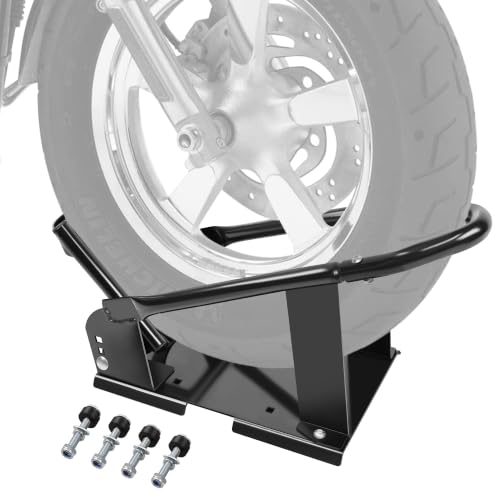 JY PERFORMANCE Motorcycle Wheel Chock, Universal Motorcycle Front Wheel Stand for Trailer, Cruiser, Sports & Dirt Bikes, 1800 lb Capacity Adjustable Wheel Stand for 15"-21" Wheels - style: Hoop-Clamp Type