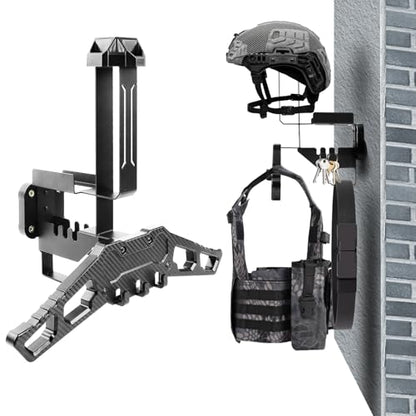 Helmet Wall Mount Motorcycle Helmet Holder Rack with Carbon Fiber Texture Hanger, Heavy-Duty 88lbs Load Capacity Helmet Stand for Motorcycle, Sports, Police, Military, Safety Equipment - size: 1Pack