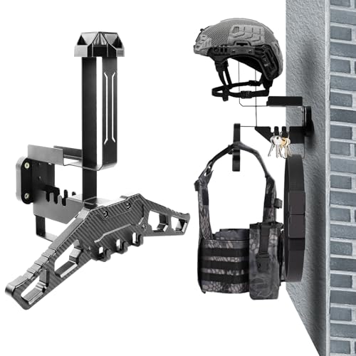 Helmet Wall Mount Motorcycle Helmet Holder Rack with Carbon Fiber Texture Hanger, Heavy-Duty 88lbs Load Capacity Helmet Stand for Motorcycle, Sports, Police, Military, Safety Equipment - size: 1Pack