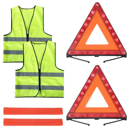 Warning Triangles Safety Triangle Emergency Kit Foldable Reflective Triangles with Base Roadside Triangle Kit with Reflective Warning Vest