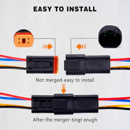 4 Pin Waterproof Connector,4 Wire Electrical Car Auto Connector,With 20CM 16AWG Long Male Female Plug Quick Disconnect Wire Connectors for Car Truck Motorcycle Marine Boat(5 Pairs Black) - size: DT 4P