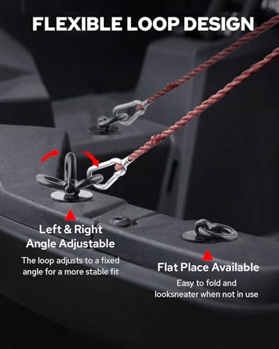 Benlari Tie Down Anchors 1 Inch ATV Flexible Loop Lock and Ride Iron Ruber Fit for Polaris RZR Sportsman Ace 2013-2025 Black