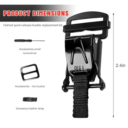 Sun Walker Helmet Quick Release Buckle Kit, Motorcycle Helmet Pull Lock for Chin Strap Up to 1", Bicycle Ratcheted Buckle Set (Black) - color: Black