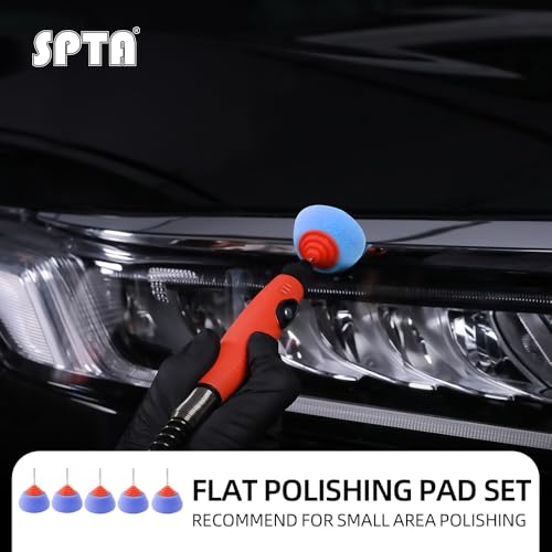 SPTA Blue Medium Cut Mini Drum Polishing Pad Sets with 1/8" Shank,5Pcs Orange Flexible Shaft Drum Detailing Polishing Pad Set for Small Area for Flexible Shaft & Drill Attachment-PT193-5 - color: 5Pcs Blue T80 Medium Cut Drum Pad, style: Flat Pad