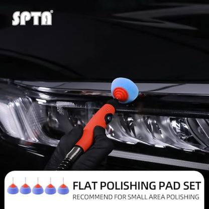SPTA Blue Medium Cut Mini Drum Polishing Pad Sets with 1/8" Shank,5Pcs Orange Flexible Shaft Drum Detailing Polishing Pad Set for Small Area for Flexible Shaft & Drill Attachment-PT193-5 - color: 5Pcs Blue T80 Medium Cut Drum Pad, style: Flat Pad