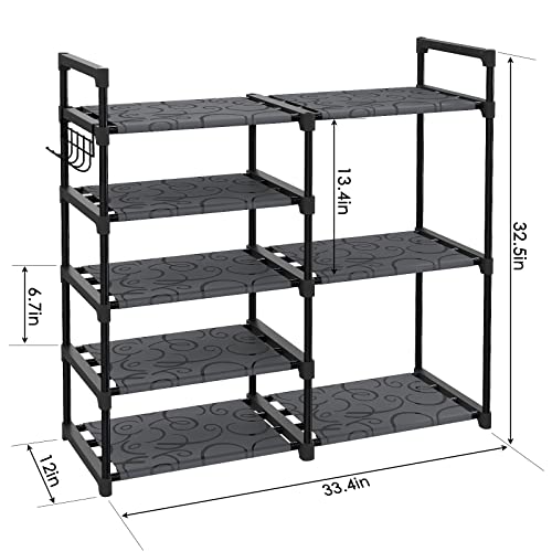 CSXGBAB Black Tubes Closet Shoe Rack, Boot Rack, 5 Tier Oxford Fabric Shelf, Easy Assembly, Sturdy and Durable, Holds Up to 30 lbs - size: 5-tier