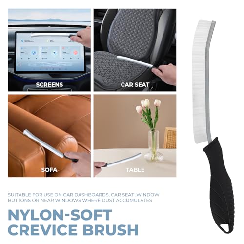 TQRR 3Pcs Cleaning Brush- Includes 1 Soft Bristle Cleaning Brush, 2 Hard Crevice Brush, Bathroom Cleaning Brush, Multifuntianal Grout Brush, Cleaning Tools for Auto Vent Wheel Kitchen House (Black) - color: Black