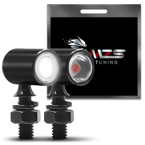 MZS Motorcycle Rear LED Turn Signals, White Light Mini Turn Signal Tail Light, Minimalist Design, Universal 6mm Screw Suitable for 6mm/8mm/10mm Hole Compatible with Most Family Motorcycles - color: White, size: Mini Size Rear