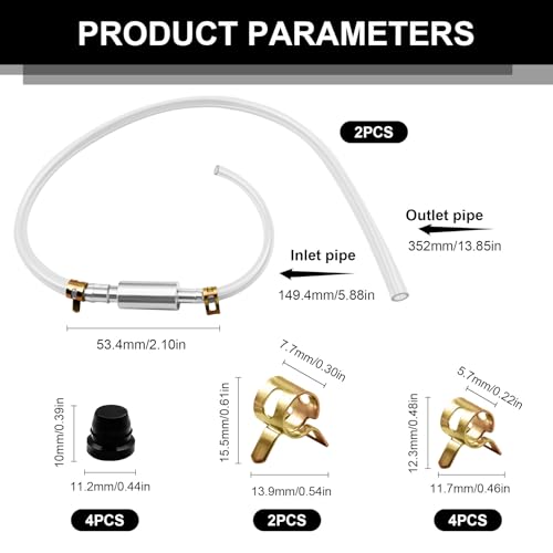 2PCS Brake Bleeder Hose, One Way Check Valve Tube Bleeding Tool Kit for Car Motorcyle Clutch, Motorcycle Brake Bleeder Kit with Nozzle Cap & Clamp, Car Clutch Fluid Replacement Hose