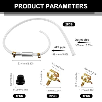 2PCS Brake Bleeder Hose, One Way Check Valve Tube Bleeding Tool Kit for Car Motorcyle Clutch, Motorcycle Brake Bleeder Kit with Nozzle Cap & Clamp, Car Clutch Fluid Replacement Hose