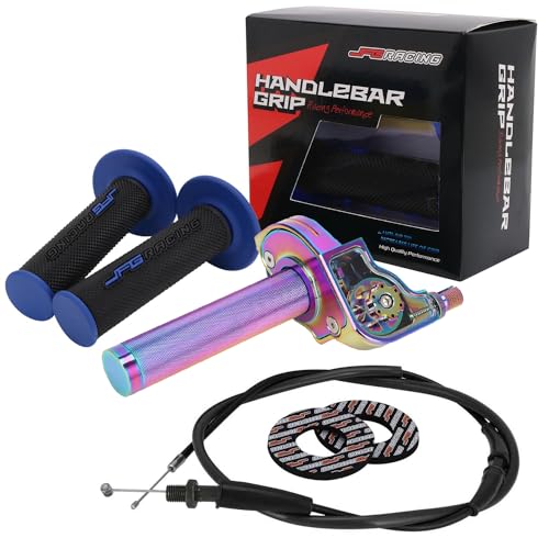 JFG RACING Motorcycle Throttle Assembly,7/8" 22mm Twist Throttle Grips With Rotate Shaft Throttle Cable CNC Universal for CRF50 KLX SSR TTR 110 125 150 200 250cc Dirt Pit Bike ATV Mini Bike Quenching - color: Quenching, size: Gear Style