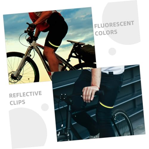 4pcs Professional Reflective Cycling Trouser Clips Elastic Warning Bands for High-Visibility Night Riding Safety Pants Clips for Bicycles and Motorcycles
