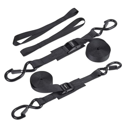 Cam Buckle tie Down Straps 6 Feet 1200lbs Break Strength, 4pcs Heavy Duty tie Down Straps with Hooks and Soft Loops for Motorcycle, Dirt Bike, Trucks, Kayak, Car - size: 1"x6' 2pcs