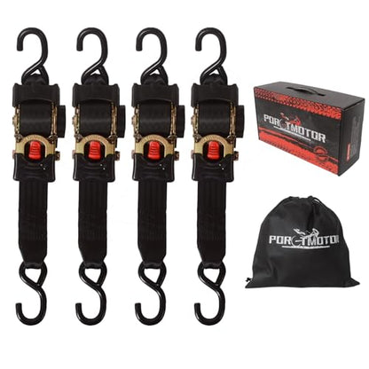 4 Pack Retractable Ratchet Straps (2" × 10'), 3000LBS Break Strength Self Retracting Ratchet Straps Heavy Duty Retractable Tie Down Straps for Motorcycle, Trailers, Boats, ATVs, UTVs - style: 2in x 10ft (Pack of 4)