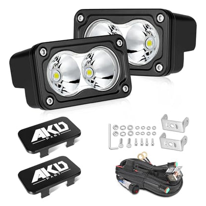 LED Pods with Wiring Harness & Black Covers 3 Inch 40W Spot CREE LED Pod Lights Small Off Road Driving Lights Fog Light 2 Packs for Trucks Motorcycle UTV ATV SUV Dirt Bike - color: White