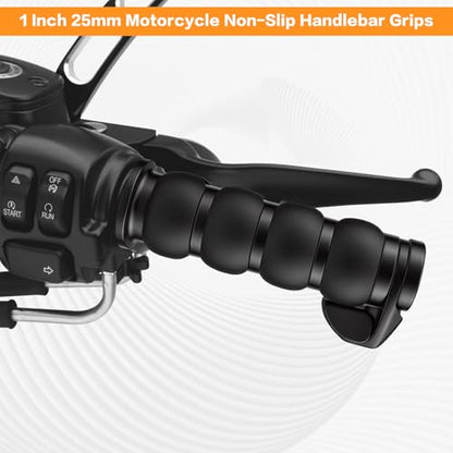 Motorcycle Hand Grips 1 Inch 25MM Handlebar Grip Throttle Non-Slip Universal Compatible with Harley Davidson Dyna Sportster 883 Road King Electra Glide Street Glide - color: Black-A