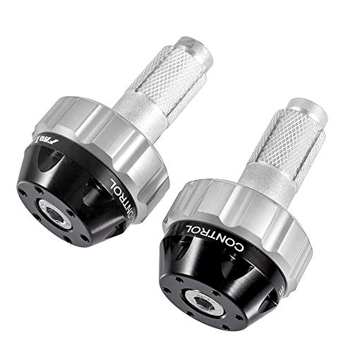 Throttle Lock Cruise Control Grip Ends Handlebar Plugs Sliders for 22mm Motorcycle Handlebar with 14mm/18mm Inner Diameter or with M6 Screw Holes (Silver) - color: Silver