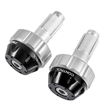 Throttle Lock Cruise Control Grip Ends Handlebar Plugs Sliders for 22mm Motorcycle Handlebar with 14mm/18mm Inner Diameter or with M6 Screw Holes (Silver) - color: Silver