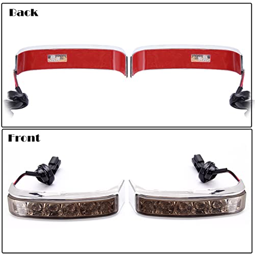 JMTBNO Motorcycle LED Saddlebag Brake Light Tail Lights Taillights Running Compatible with Harley Touring Electra Glide FLHTCU FLHTCUL FLHTK FLHTKL FLTRU FLHTKSE FLTRUSE (Chrome-Smoke) - color: Chrome-Smoke