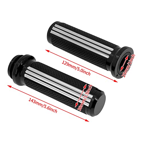 1 inch Handlebar Grips 25mm Aluminum Defiance Cable Throttle Hand Grips Compatible with Harley Touring Softail Dyna Sportster XL883 1200 XR VRSC - color: Black & White-Electronic Throttle