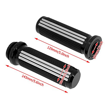 1 inch Handlebar Grips 25mm Aluminum Defiance Cable Throttle Hand Grips Compatible with Harley Touring Softail Dyna Sportster XL883 1200 XR VRSC - color: Black & White-Electronic Throttle