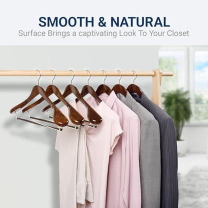 Amber Home 6 Pack Wide Shoulder Wooden Suit Hangers, Retro Wood Coat Hangers with Non Slip Locking Bar, Clothes Hangers for Jackets, Sweaters, Pants & Heavy Clothes (Retro) - size: Retro