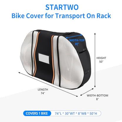 STARTWO Bike Cover for Transport On Rack, Bicycle Cover Outdoor Storage Waterproof for Transport 1 Bikes on Car Rear, with Two Elastic Straps and License Plate Window, Visible Tail Lights - size: XL(1 bike)