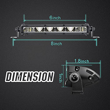 6 Inch Slim LED Light Bar Pods Small Spot Flood Offroad Driving Fog Work Single Row LED Light Bars for Trucks ATV UTV Boats, 2pcs