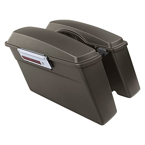 TCMT Hard Saddle bags Saddlebag Trunk W/Latch Keys & Liners Carpet Insert Fits For Harley Touring Road Glide Road King Street Glide Electra Glide Ultra Classic FLHT FLHR FLHX 1994-2013 - color: Frosted Painted Chrome Latches