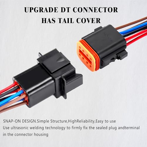 8 Pin Waterproof Connector,8 Wire Electrical Car Auto Connector,With 20CM 16AWG Long Male Female Plug Quick Disconnect Wire Connectors for Car Truck Motorcycle Marine Boat(1 Pairs Black) - size: DT 8P