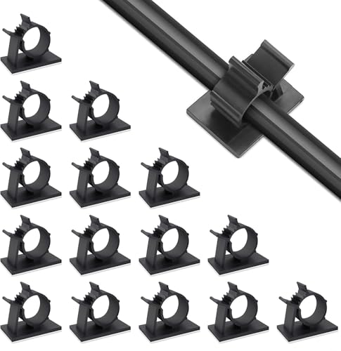 Viaky 30 Pcs Black Cable Wire Clips Adjustable Nylon Wire Holder Adhesive Cable Management Suitable for Maximum Diameter 0.6 inch (15.4mm) Cables - size: 30b-0.6inch
