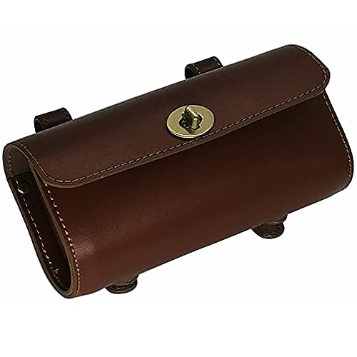 WUYAN Bike Handlebar Leather Bags Under Seat Retro Classical Mountain MTB Road Bike Leather Bag for Cell Phone， Saddle Tail Rear Pouch Seat Storage Cycling Case Carry Accessories - color: Red brown