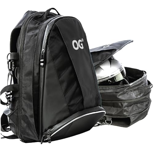 OG Original EZ-Rider PRO Motorcycle Backpack Black Expandable 28-35L, Motorbike Helmet Bag, Helmet Strap, Waterproof Motorcycle Backpacks for Men with Laptop Pocket, Reflective (White Logo) - style: Ez-rider (White Logo)