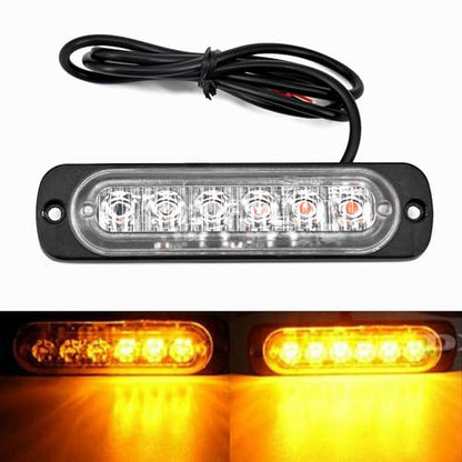Riloer Amber/White Emergency Strobe Lights 1-Pack, High Brightness Hazard Flashing Strobe Light Bar for Off Road Vehicle, ATVs, Truck, Universal 6-LEDs 18W Surface Mount Warning Light