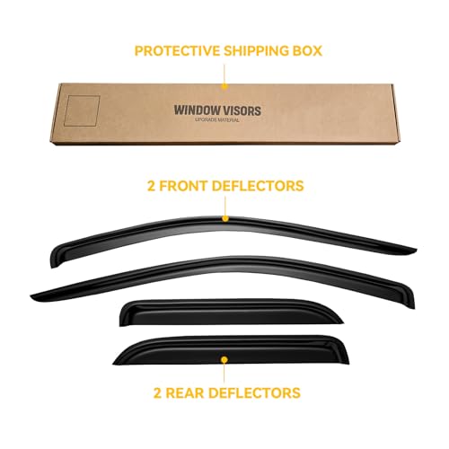 Window Visor for 2002-2008 Dodge Ram 1500 Quad Cab/Extended Cab/ 03-09 Dodge Ram 2500 3500, Out-Channel Rain Guards Shields Vent Deflector Shade Wind Dark Smoke,Outside-Mount, 4PCS - style: For 2002-2009 | Ram | Quad Cab/ Extended Cab | Out-Channel