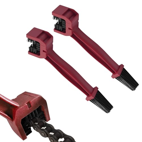 2 PCS Bike or Motorcycle Chain Washer, Motorcycle Chain Cleaning Kit, Motorbike Gear Dirt Stain Cleaning Brush, Bicycle Washer Cleaner Brush Tool for Bicycle Mountain Bike (Red, 2PCS) - color: Red, size: 2PCS