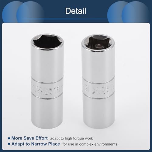 Spark Plug Impact Socket 63mm for Car Motorcycle Dirtbike Repair Hardware Tool CR-V Silver Tone Durable 6 Point 16mm 1/2 Inch Drive