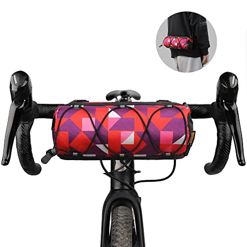 Rhinowalk Bike Handlebar Bag, Bicycle Front Bag Shoulder Bag Storage Bag with Shoulder Strap for Road Mountain Bike Cycling Travel - color: camouflage red