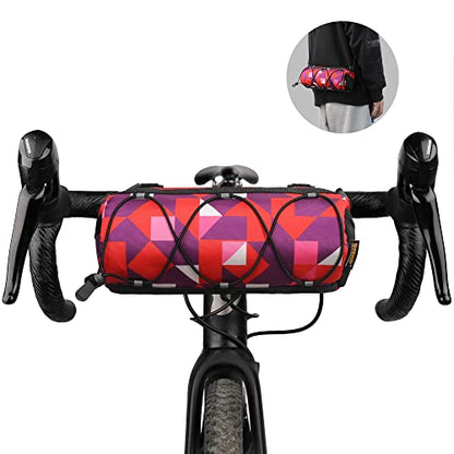 Rhinowalk Bike Handlebar Bag, Bicycle Front Bag Shoulder Bag Storage Bag with Shoulder Strap for Road Mountain Bike Cycling Travel - color: camouflage red