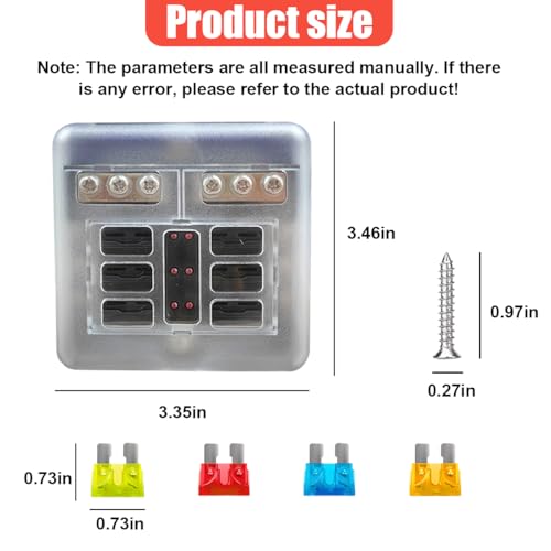 YoRise 12V 6 Way Fuse Block, Waterproof ATO/ATC Blade Fuse Panel with LED Warning Indicator & Damp-Proof Cover, Automotive Circuit Fuses Box Holder for 24V Car, Marine, RV, Truck, Golf Cart (Black)