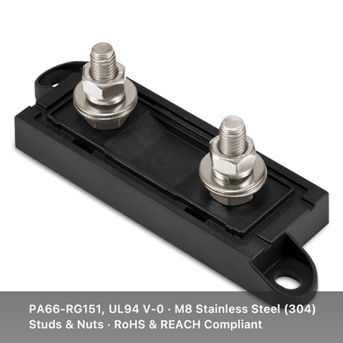 AMG/Mega Fuse Holder with 80 Amp Fuse, Upgrade Over ANL for RV & Solar Distribution, 2 Pack - size: 80A
