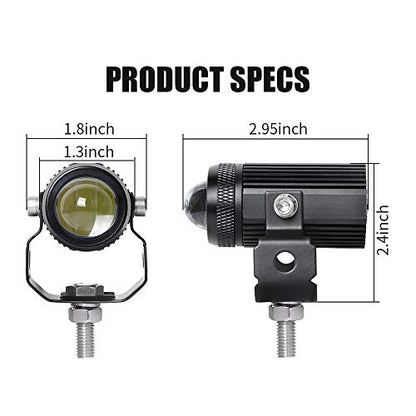 Led Driving Light for Motorcycle, High Low Beam Function 1.3'' Fog Lights Aux Light for Motorcycle e-Bike ATV UTV, 12/24V, 30W, 6000 Lumens 2 pcs (White Light)