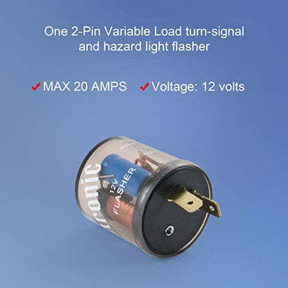 2 Pin Electronic Flasher Relay 12V Turn Signal Light Blinker Relay 2 Prong Flasher 20 Amps Fix Turn Signal Bulbs for Universal Model - size: 1pc 2 PIN 20 Amps 12V Flasher